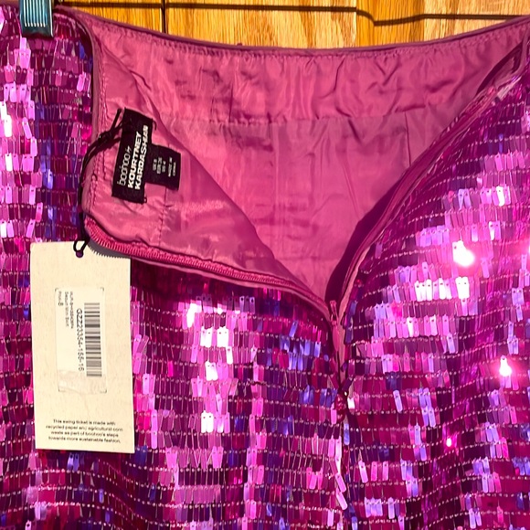 Boohoo x Kourtney Kardashian Barbie Pink Sequin Mini Skirt NWT - Picture 3 of 5